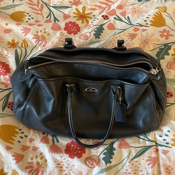 Coach Satchel/ Black / Leather-Gold - Picture 3 of 6